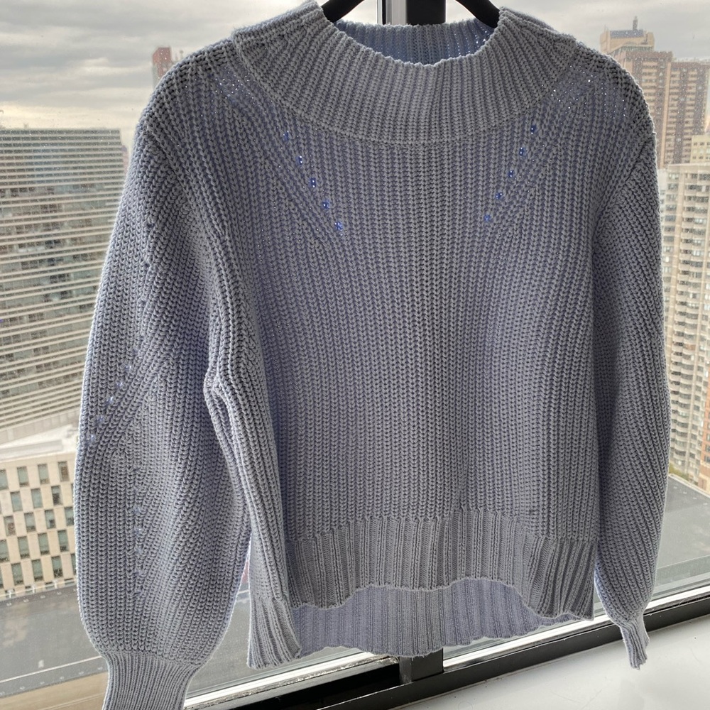 J Crew Mockneck Fisherman Sweater - Periwinkle